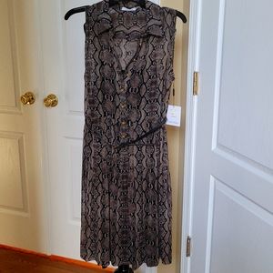 Reptile print sheer sleeveless dress.